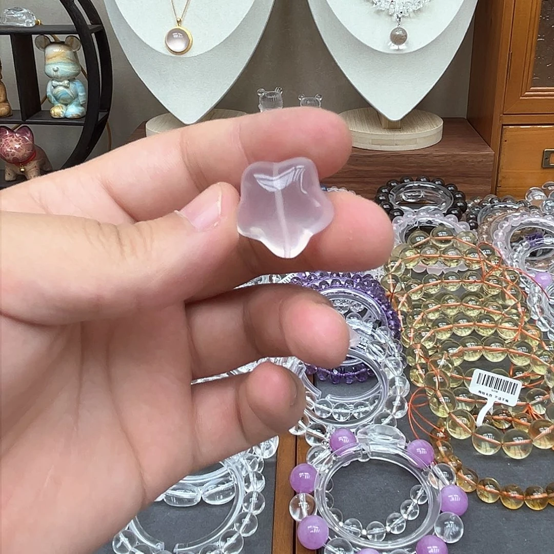 手串银S925镶嵌水晶阿****晴五角星粉水晶