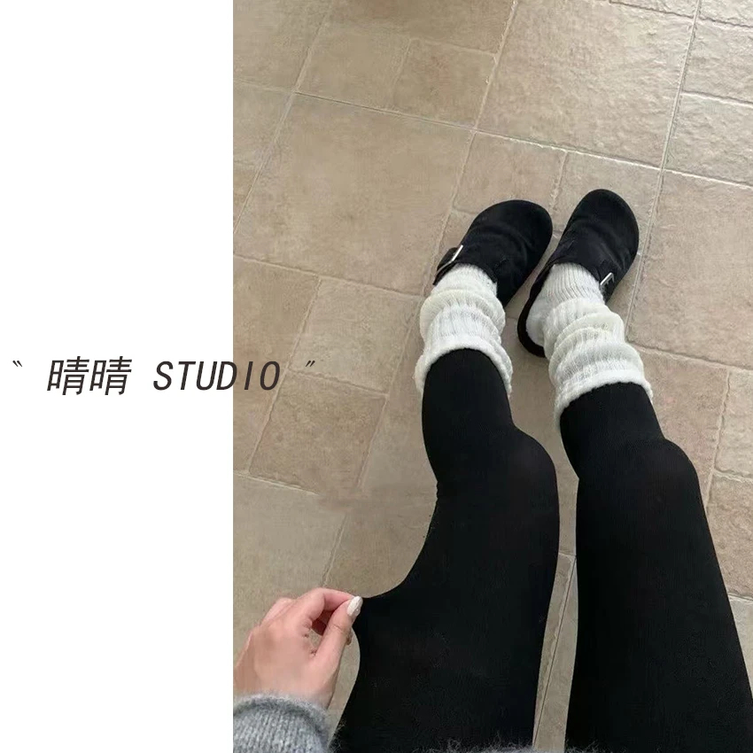 晴晴家-「秋冬穿搭」25年冬韩系时尚慵懒感保暖连腿袜DW106
