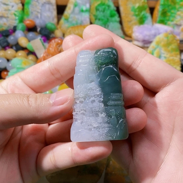 未镶嵌定制翡翠翡翠山水牌