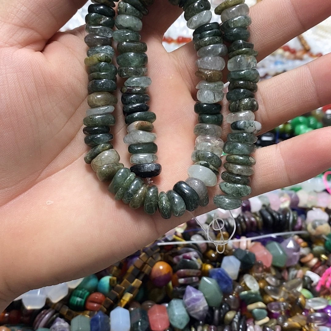 玛瑙/玉髓合金珠宝半成品绿发晶隔片一条K11mm左右一条