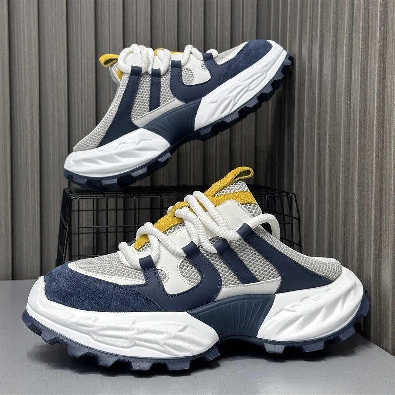潮鞋时尚个性原创老爹鞋新款透气网布厚底增高日常运动休闲潮男鞋