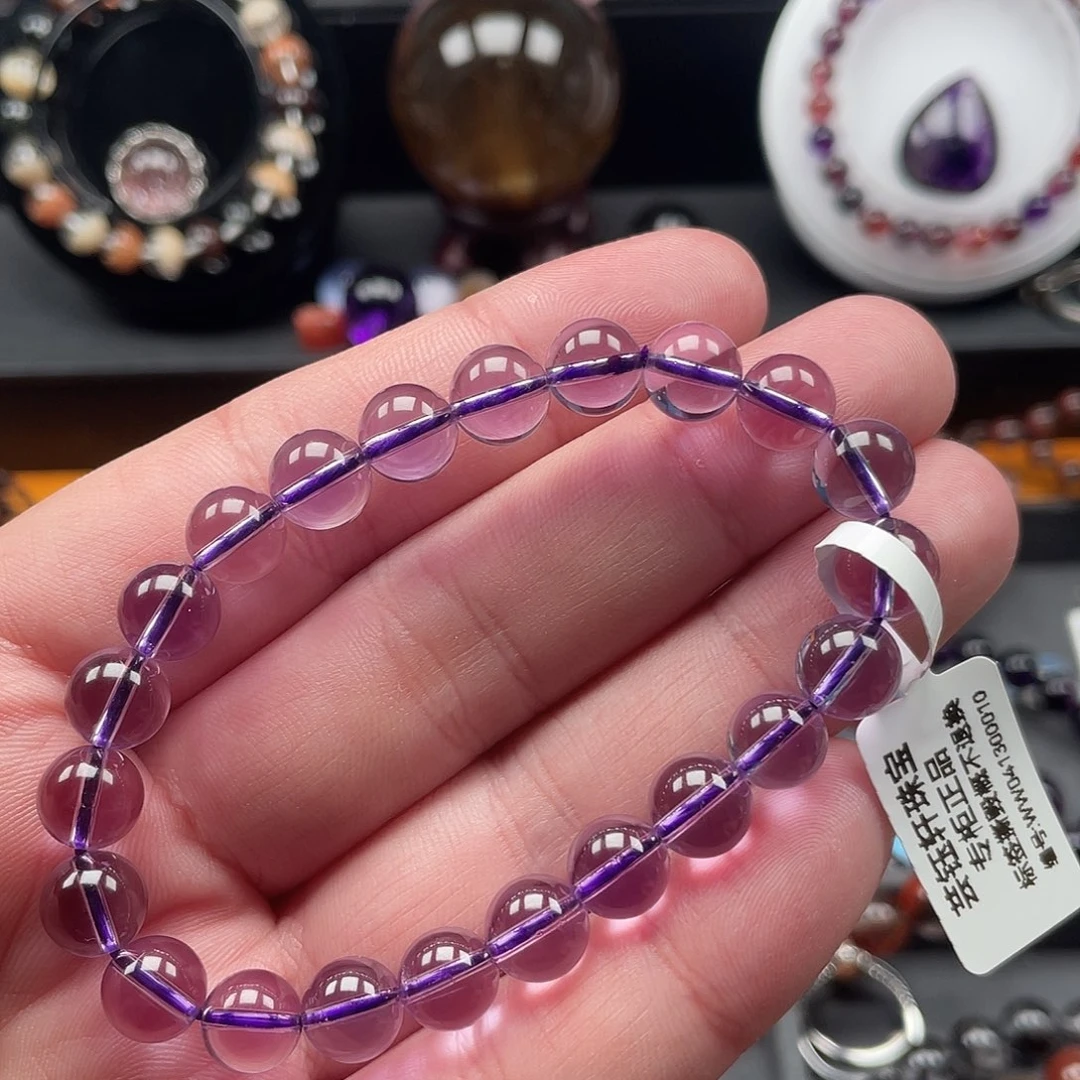 水晶紫水晶手链8.5mm左右未镶嵌大**了