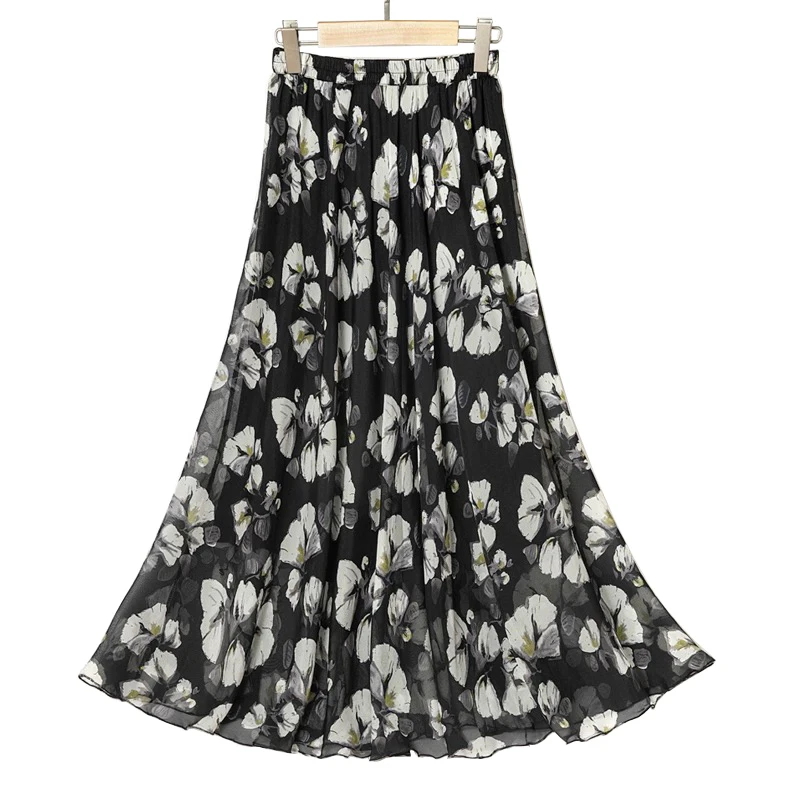 唯美飘逸感！！！满分桑蚕丝【玉兰花斜裁大摆裙】