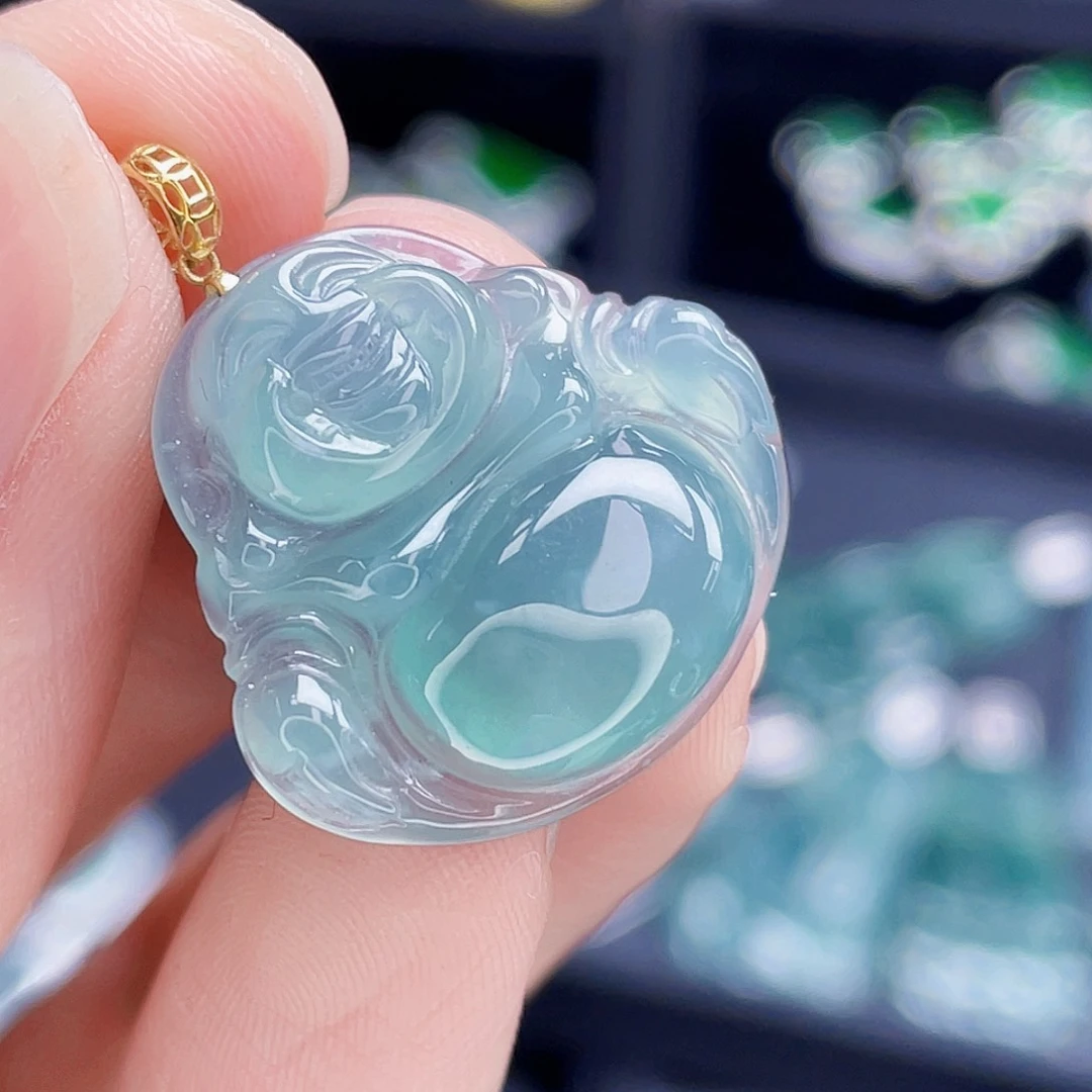 翡翠吊坠(不含链)18K金镶嵌