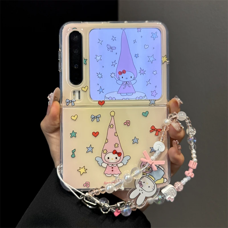 适用华为purax典藏版折叠屏手机壳pocket2星星长帽子kitty猫链条