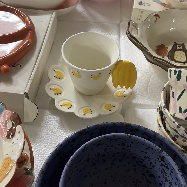 搪瓷正品香蕉杯碟一套