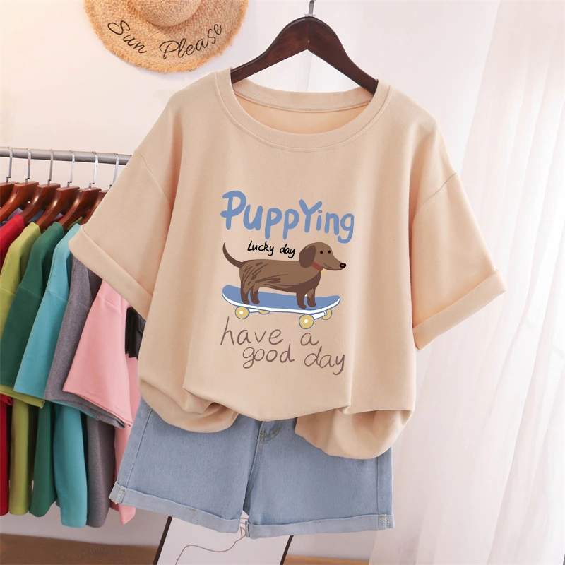 2025夏季新款大码oversize宽松圆领纯棉短袖t恤女设计感小众上衣