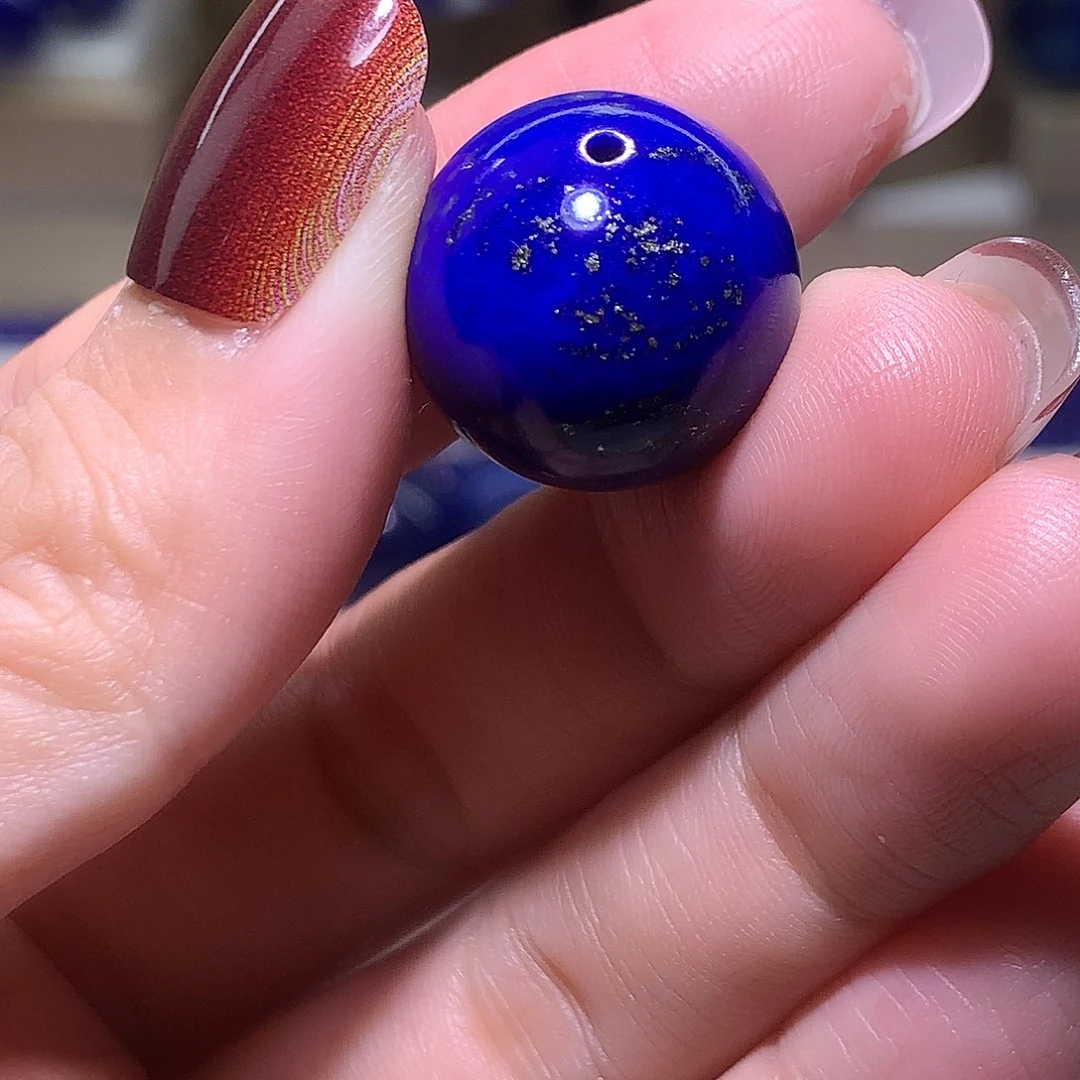 青金石未镶嵌天然原矿单圆珠18.1 m