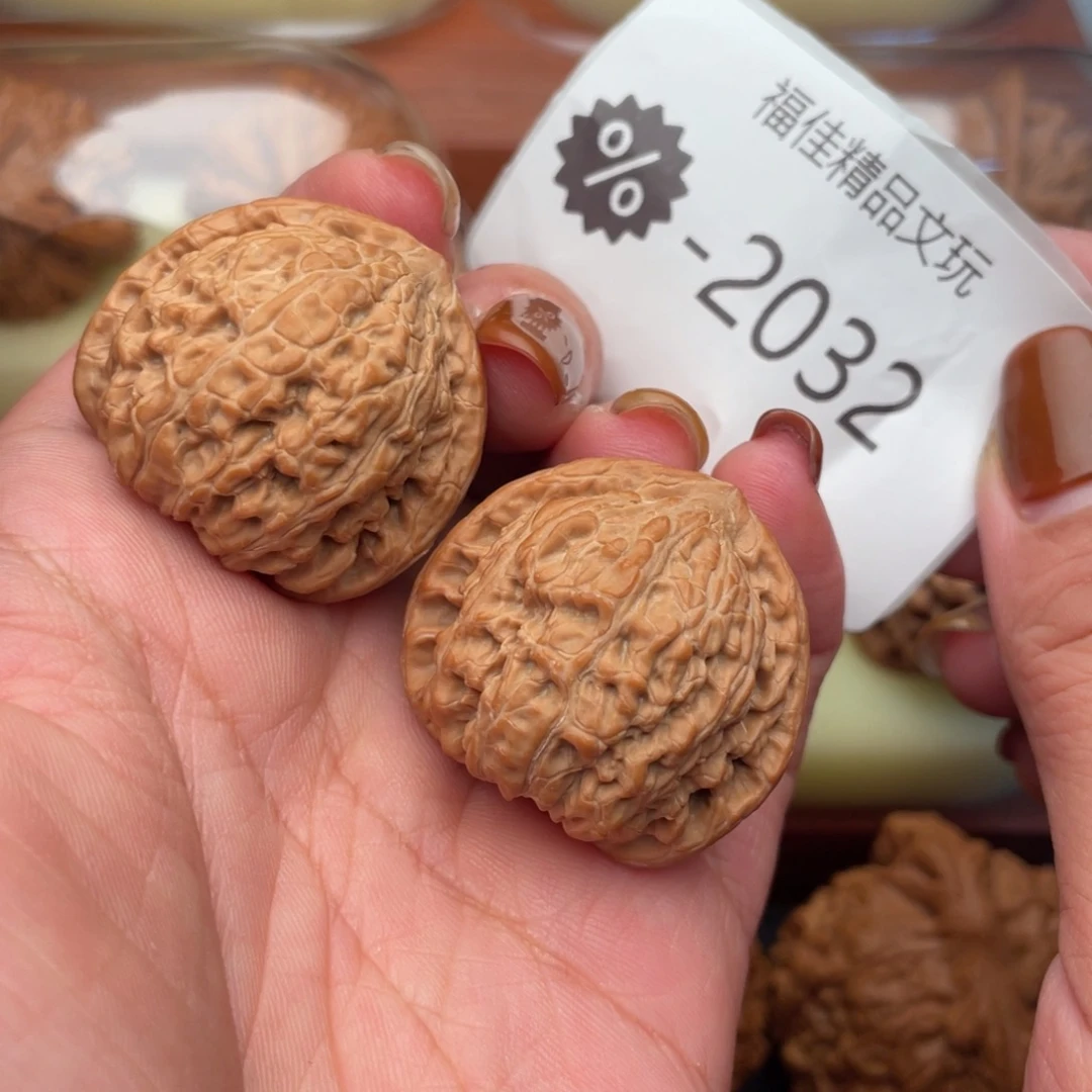 古***.文玩核桃把件34精配红宝石