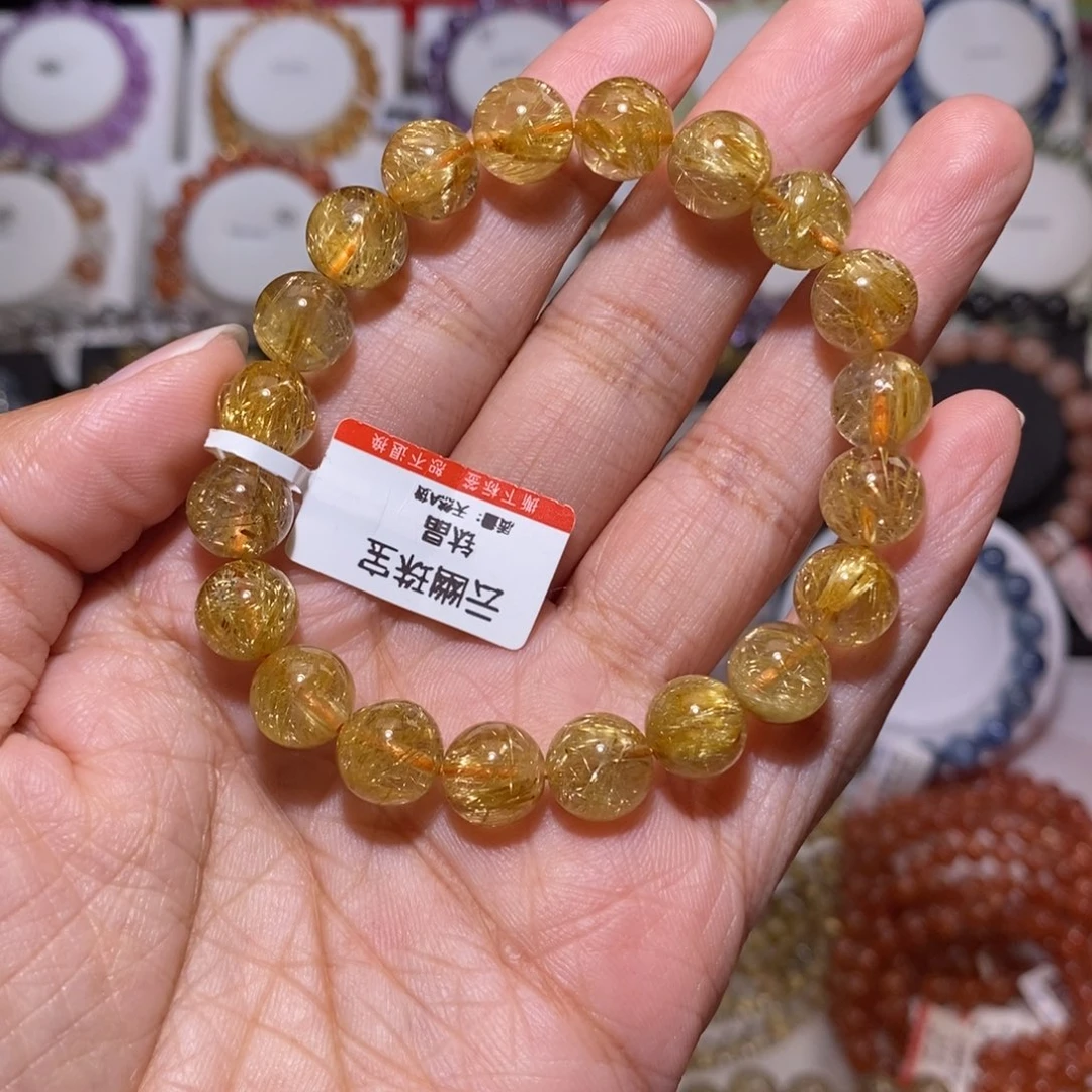 【闪购商品】发晶手串未镶嵌浅*～烟花钛晶9.6m