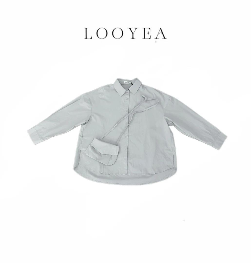 【和川】豆子 春季新款日系慵懒风宽松长袖腰包衬衫 9428