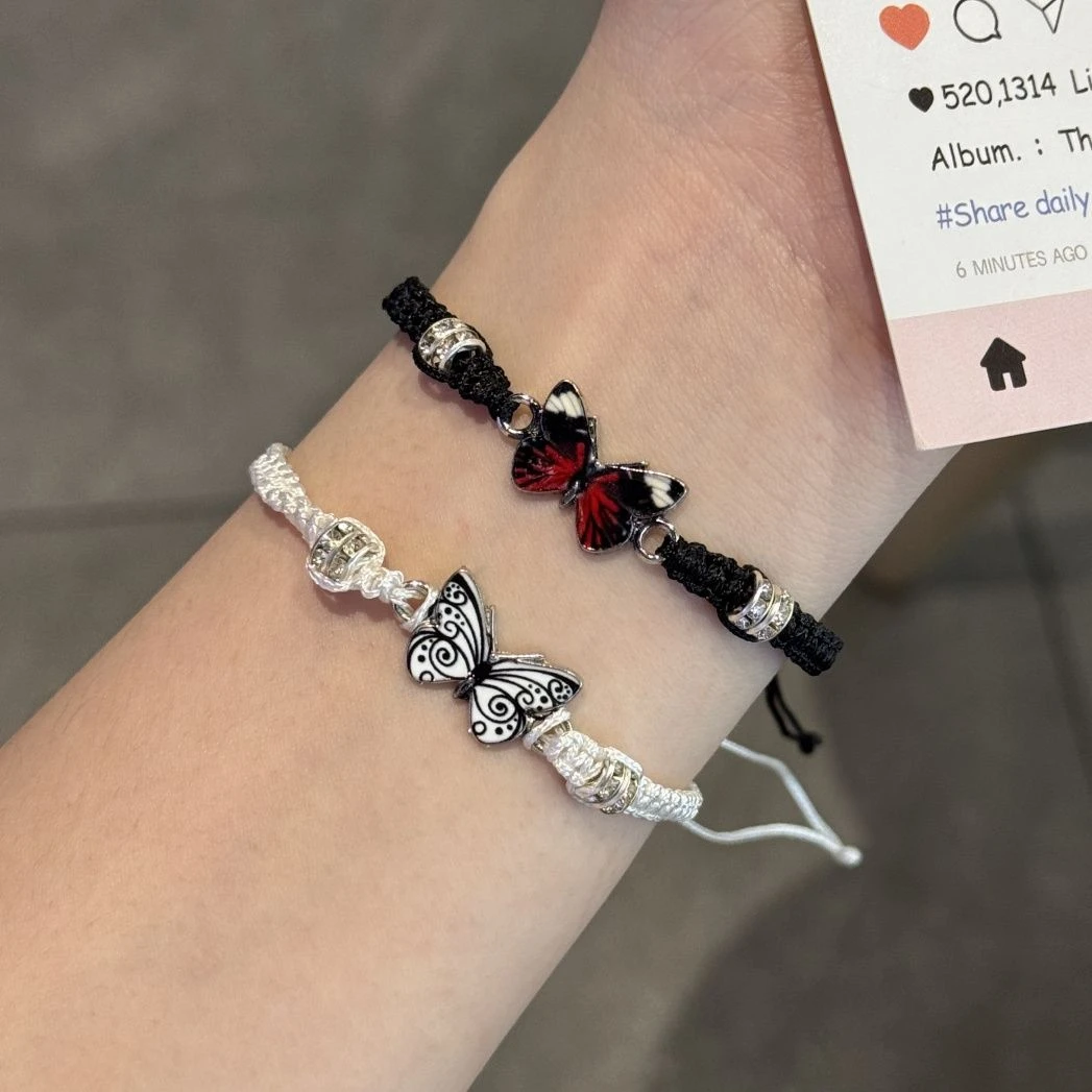 可爱森系蝴蝶手链ins风高颜值可调节百搭简约手链