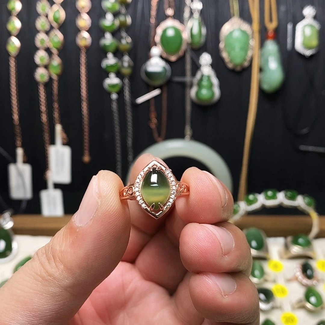 和田玉（碧玉）银S925镶嵌戒指