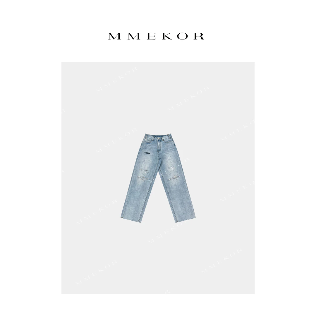 MMEKOR“蕾标蓝牛”牛仔裤 2025新款普赛克丹宁时尚长裤 79680