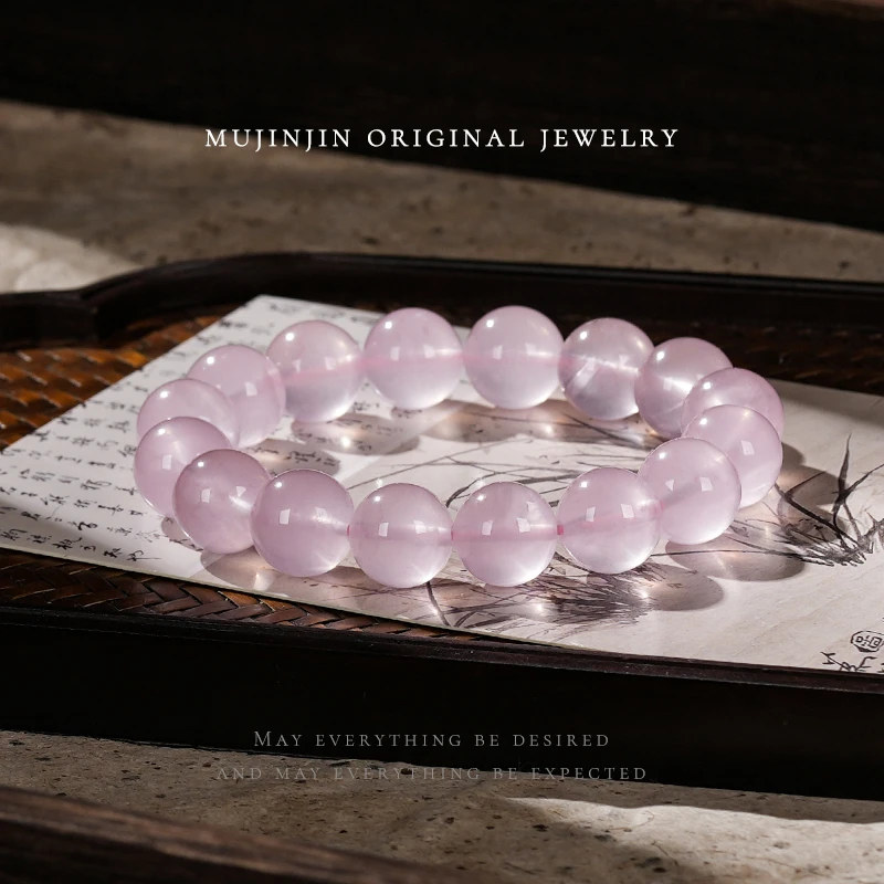 天然六芒星粉晶手链原创单圈13mm+——XL832女款轻奢时尚