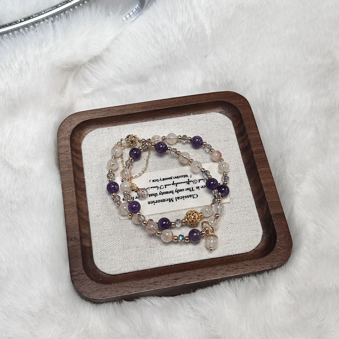 xy247 紫水晶黄塔晶双圈手链