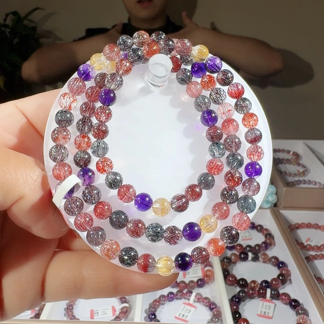 未镶嵌手链水晶6.2mm黑加仑糖果仙女超七手串