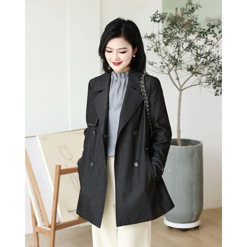 阿楠anan 余韵光辉 气质翻领双排扣通勤中长款风衣减龄女新款外套