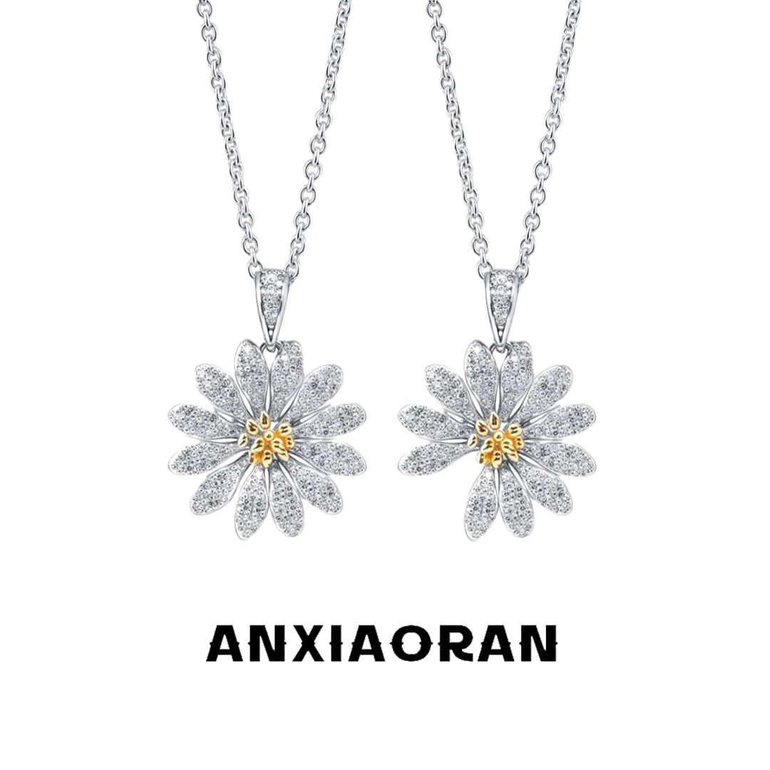 钛钢锆石项链 权志龙同款碎瓣雏菊吊坠轻奢时尚百搭情侣小清新男
