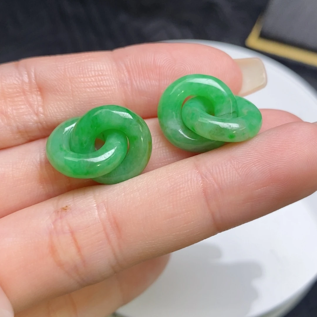 未镶嵌翡翠耳饰双环