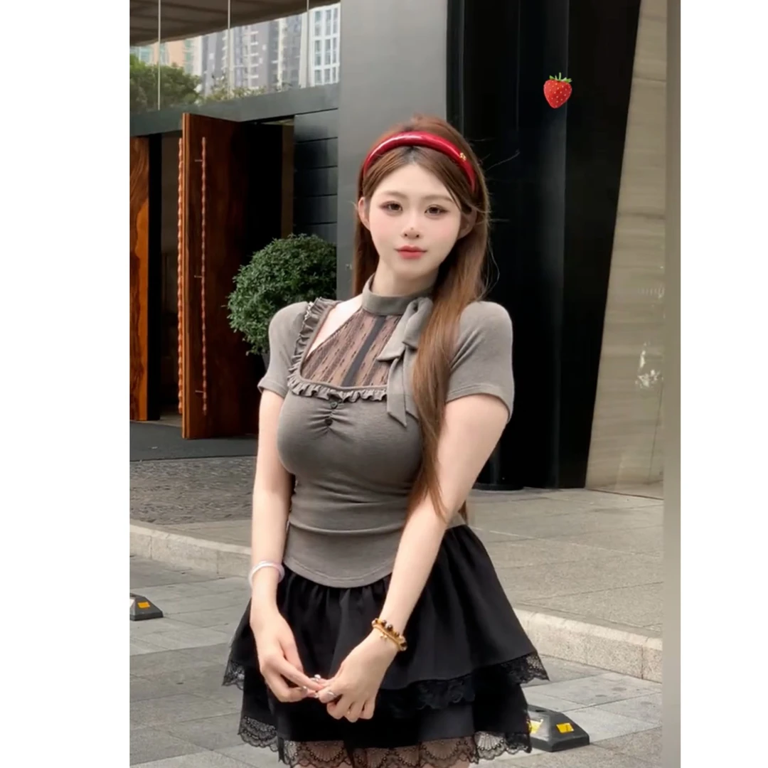 白七七微胖定制【威廉小姐】Miu系学院风拼接收腰显瘦上衣 L1760