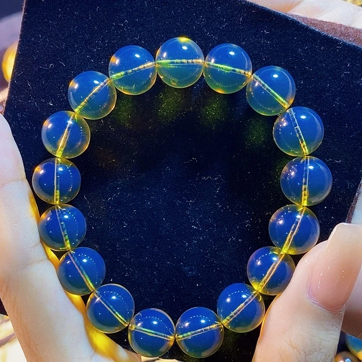 蓝珀未镶嵌珠宝奇石墨西哥蓝珀手串12