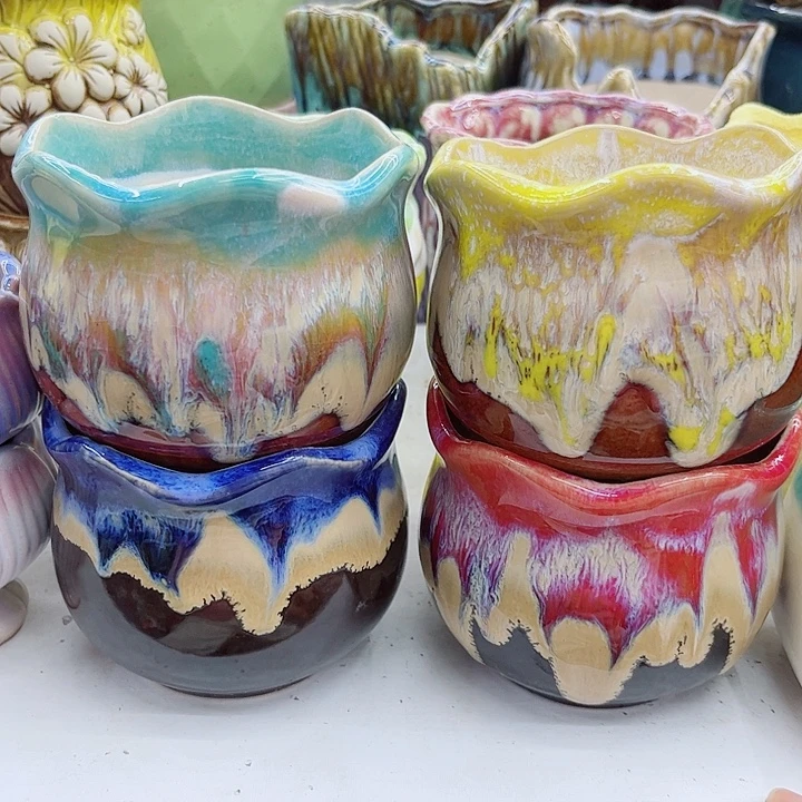 多肉绿植陶瓷花盆9.9包邮，有孔