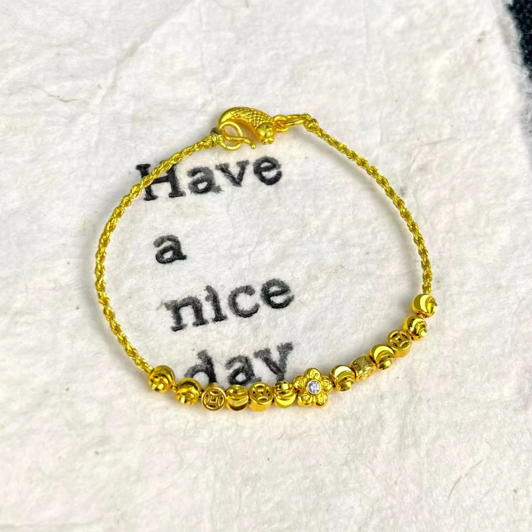 铜合金手链 有钱花红绳纯手工手编绳编织可调节yy106