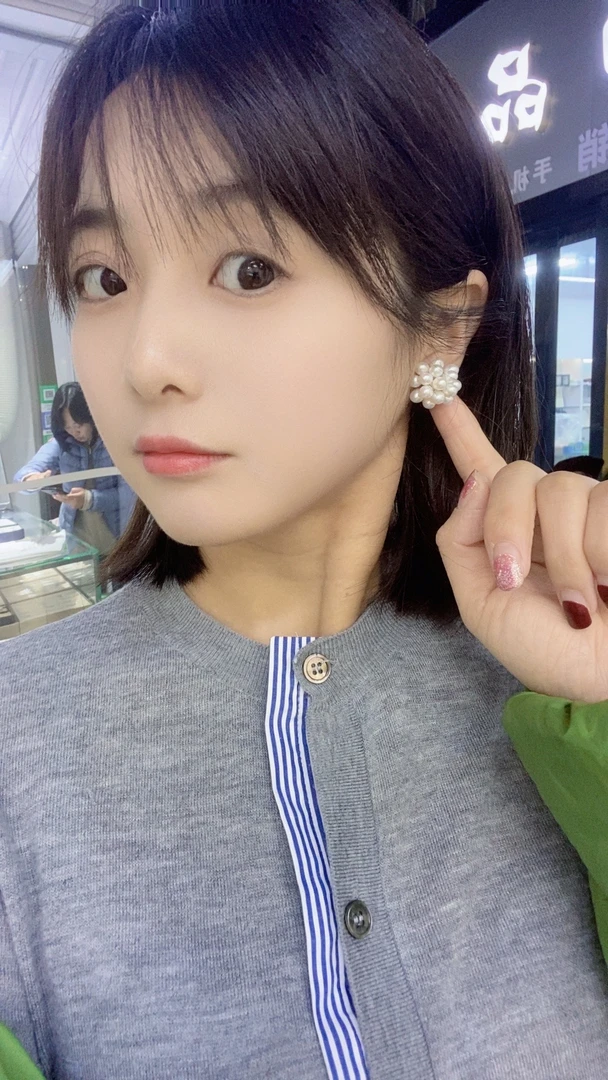 天然淡水无核米珠耳钉手工气质白色时尚复古