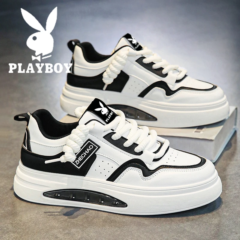 花花公子休闲男鞋冬季透气运动厚底男士小白冬季男款透气小白板鞋