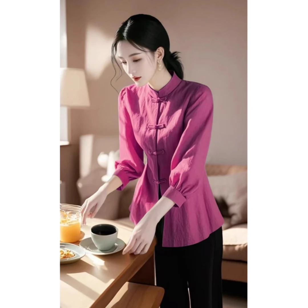 新中式气质国风上衣女士2025春秋季新款高级感小个子洋气爆款衬衫