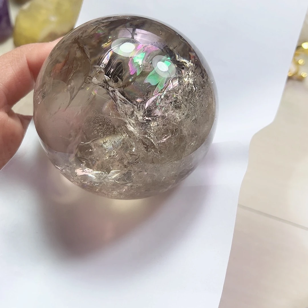 烟晶天然水晶球未镶嵌N**i