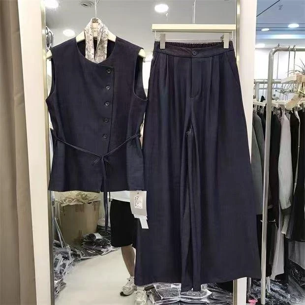 8677三件套新中式休闲风千金风时尚套装宽松百搭西装气质套装