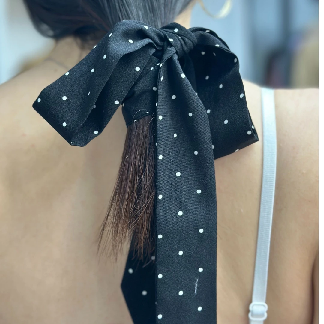 JULIA韩系长条波点丝巾腰带发带领带系脖