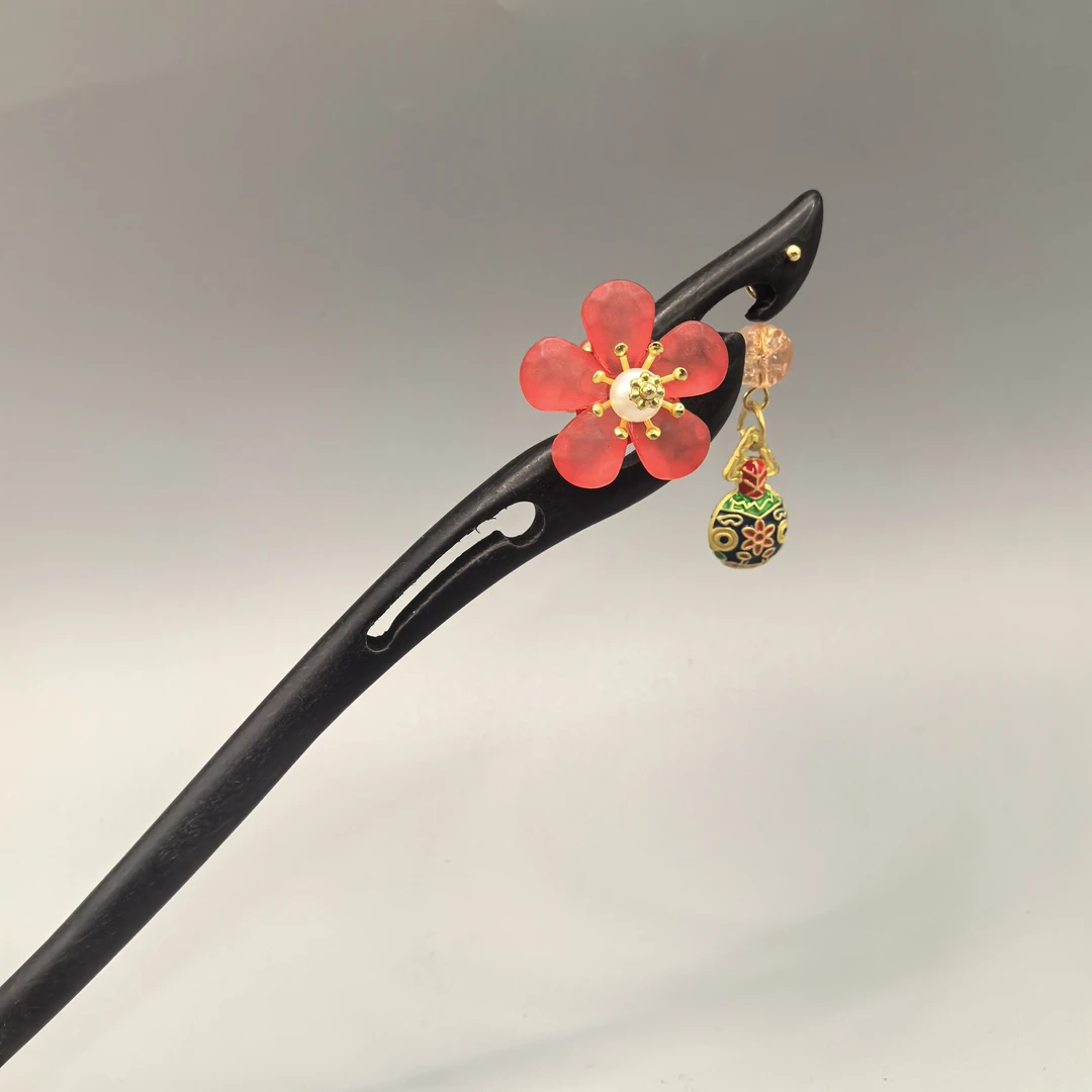 107手工简约黑檀发簪头饰新中式古风女高级感日常盘发气质发钗