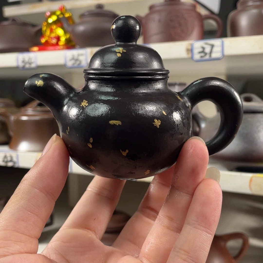 茶壶紫砂鱻*小煤窑朱泥捂灰半手110毫升
