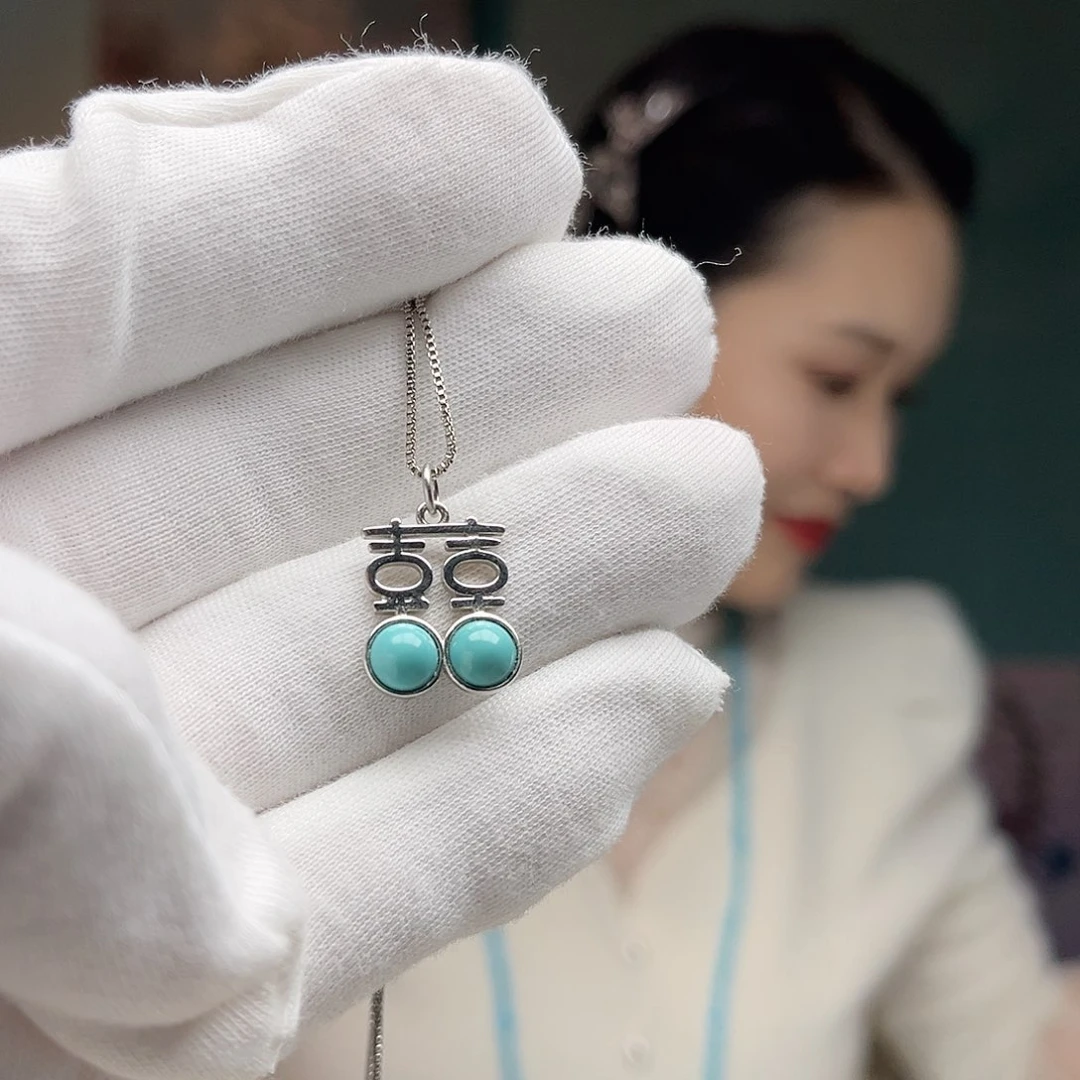 绿松石珠宝奇石银S925镶嵌