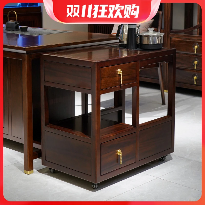 半墨 新中式茶水柜乌金木储物柜别墅茶室家具禅意实木家用置物柜