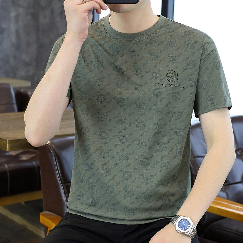 【高品质 冰丝T恤】烫钻小满花圆领短袖T恤夏季新款潮流冰丝2781 A