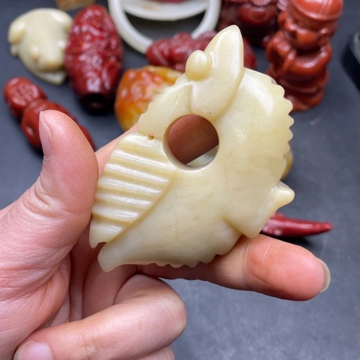 白玉菩提把件摆件