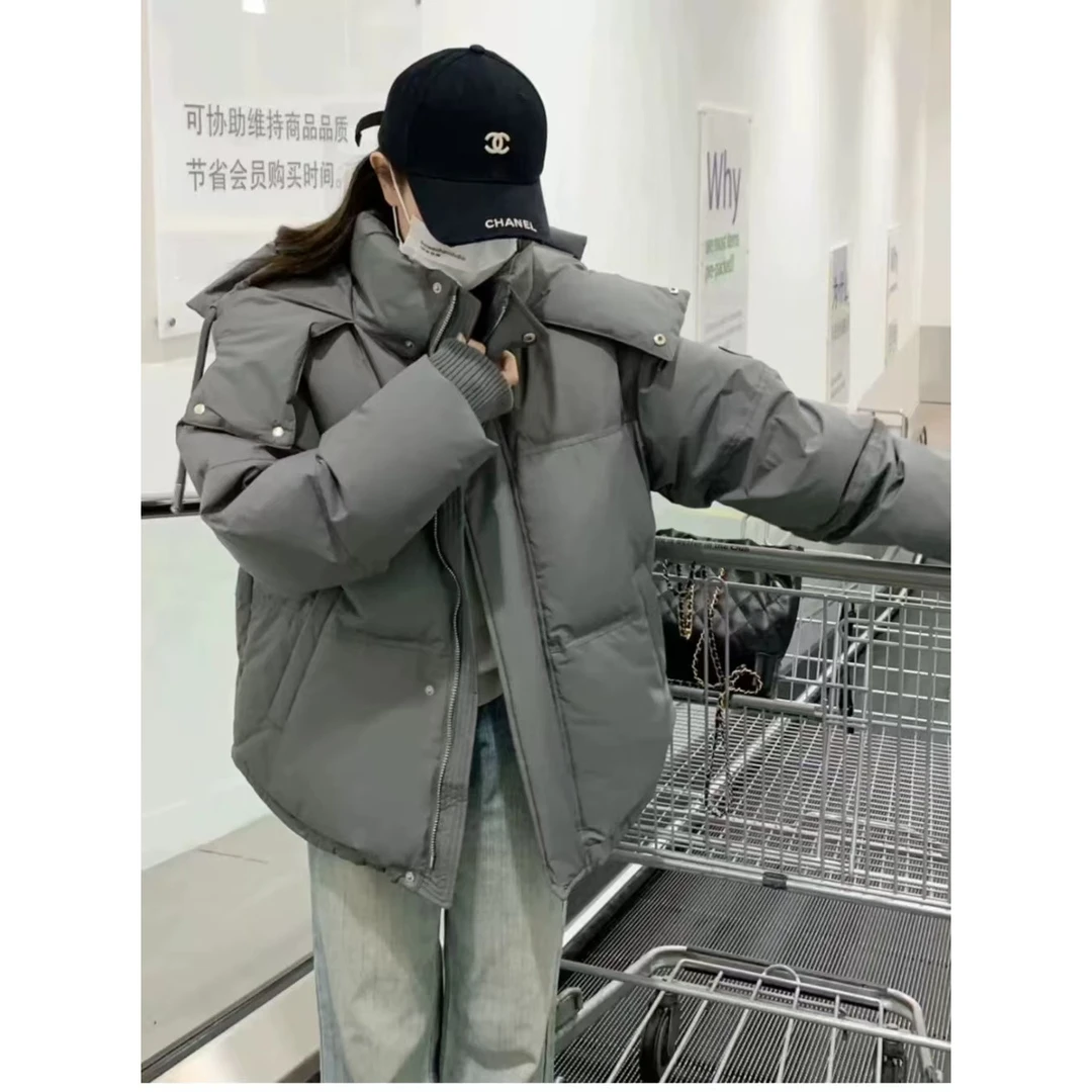 奶蓝色服20252024年新款男女情侣加厚小众设计感面包冬季棉衣外套