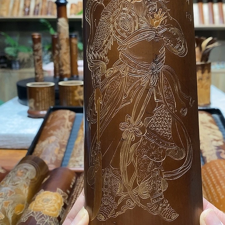 龙***鱼扇子老煤竹手工雕刻精品茶则