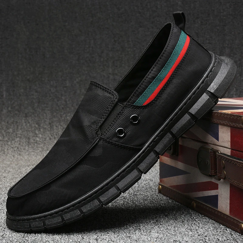 秋季男士一脚蹬帆布鞋2025年新款爆款休闲爸爸鞋男鞋老北京布鞋透