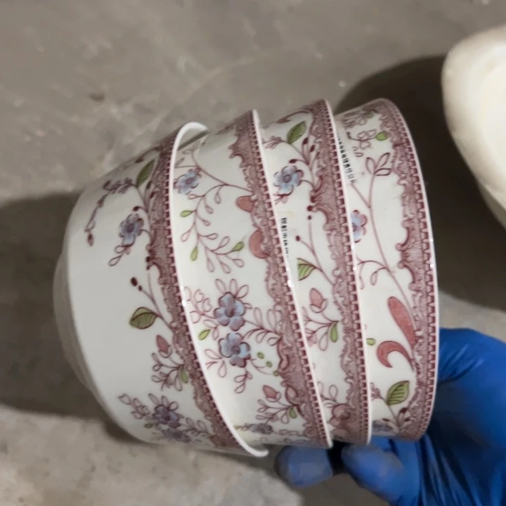 库存尾货釉中彩米饭碗四个口径12