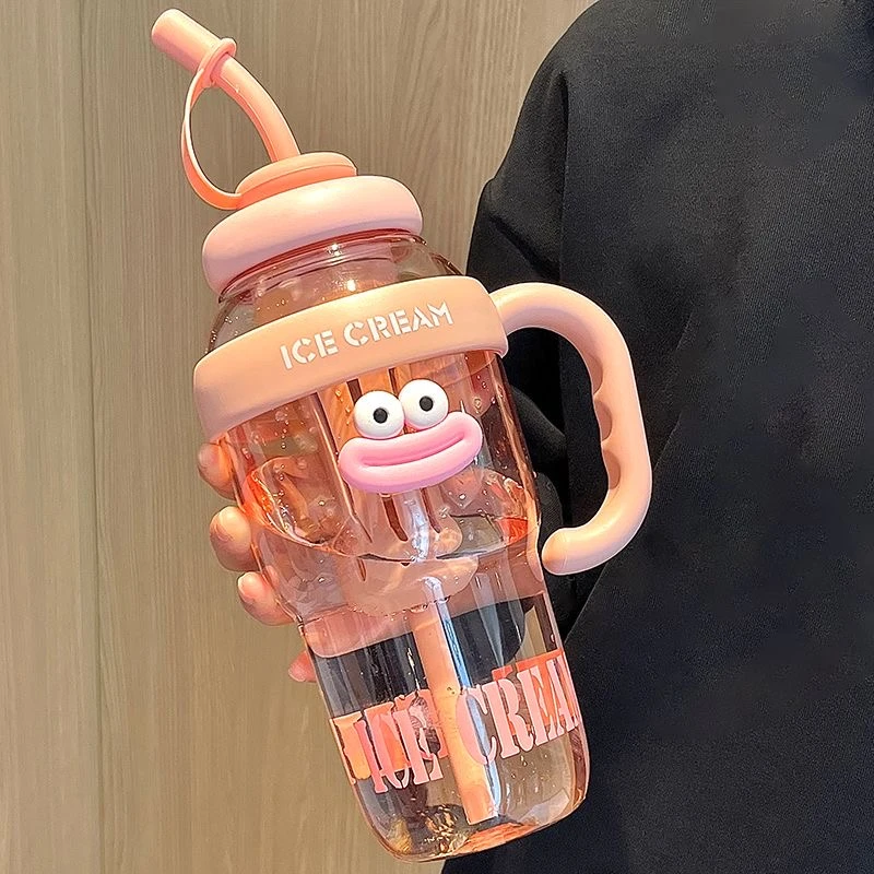 便携户外喝水杯大容量大嘴杯子女生冰霸杯带吸管茶漏水随行杯塑料