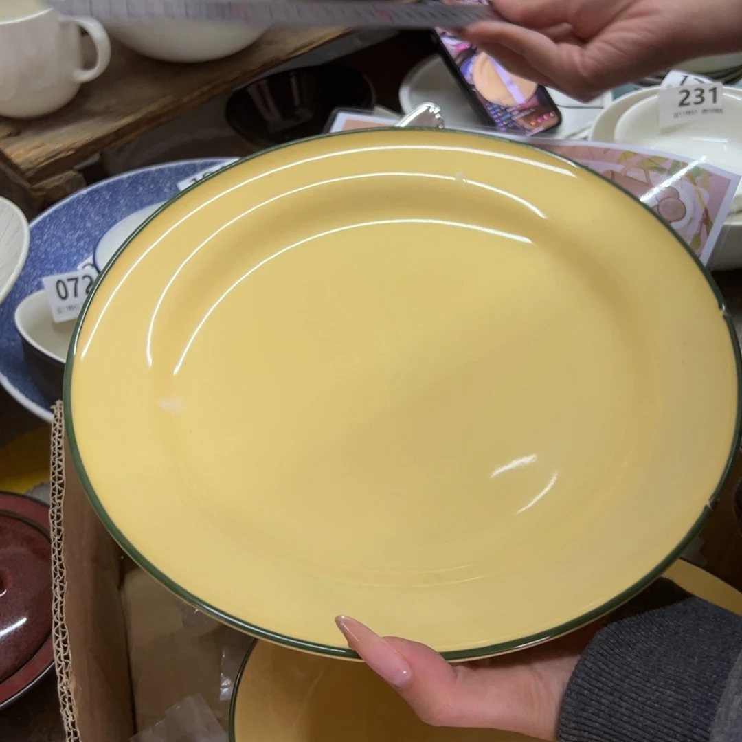 新骨瓷234微瑕奶黄色 tt系列 11寸大平盘