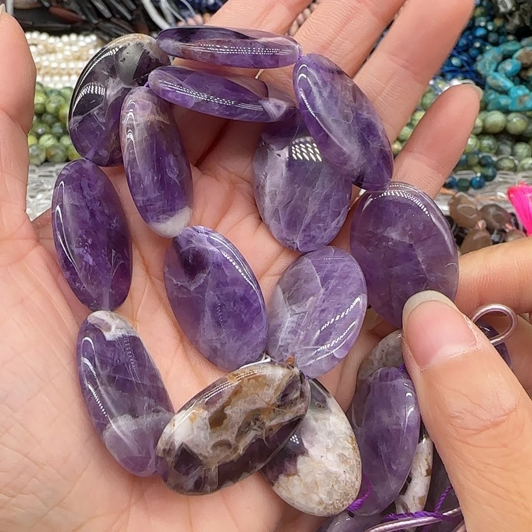 玛瑙/玉髓合金珠宝半成品梦幻紫水晶19mm一条