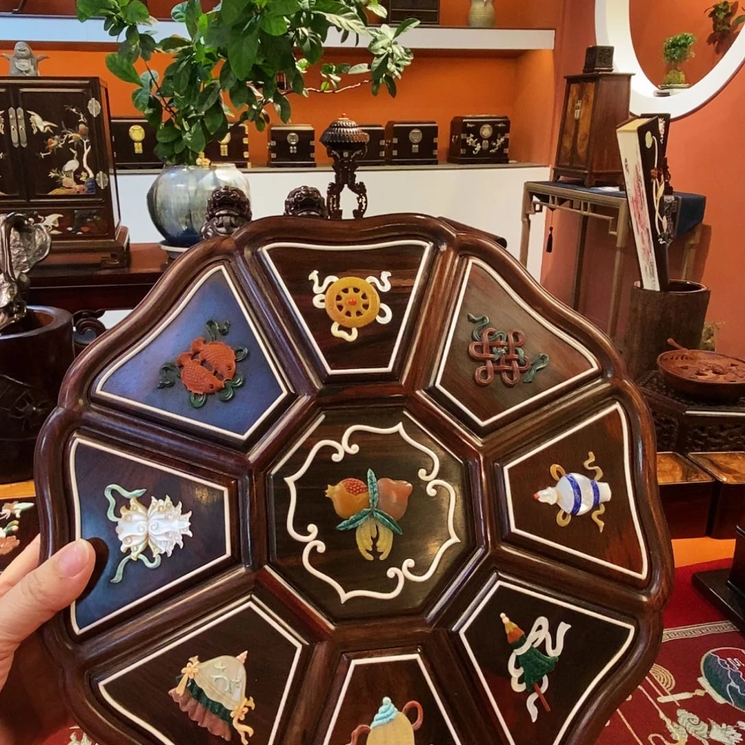 金***瑞木大红酸枝八宝果盒