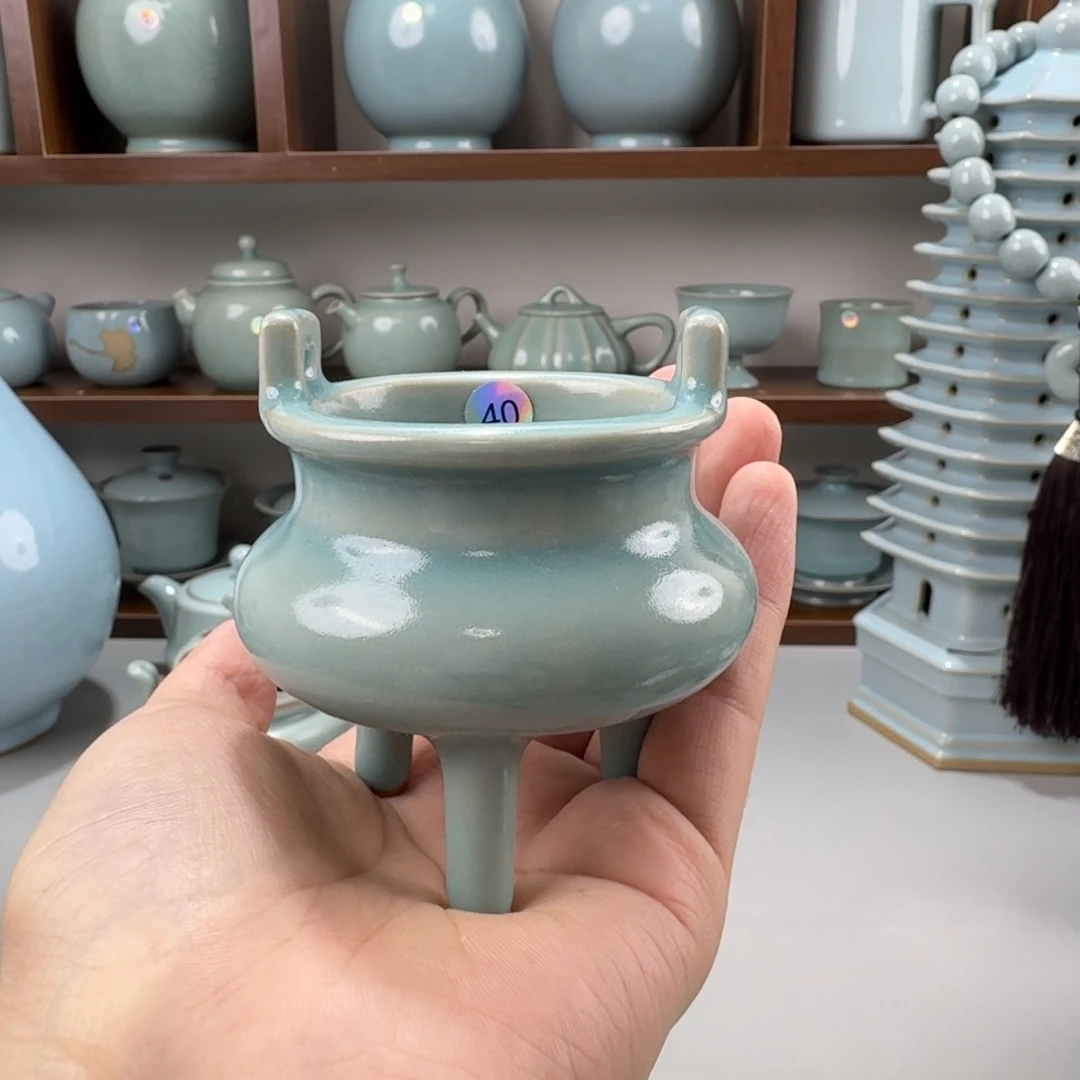 摆件特价汝窑仿古釉线香炉