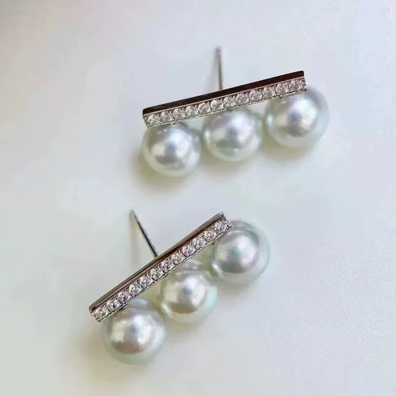 特选平衡木淡水珍珠耳钉